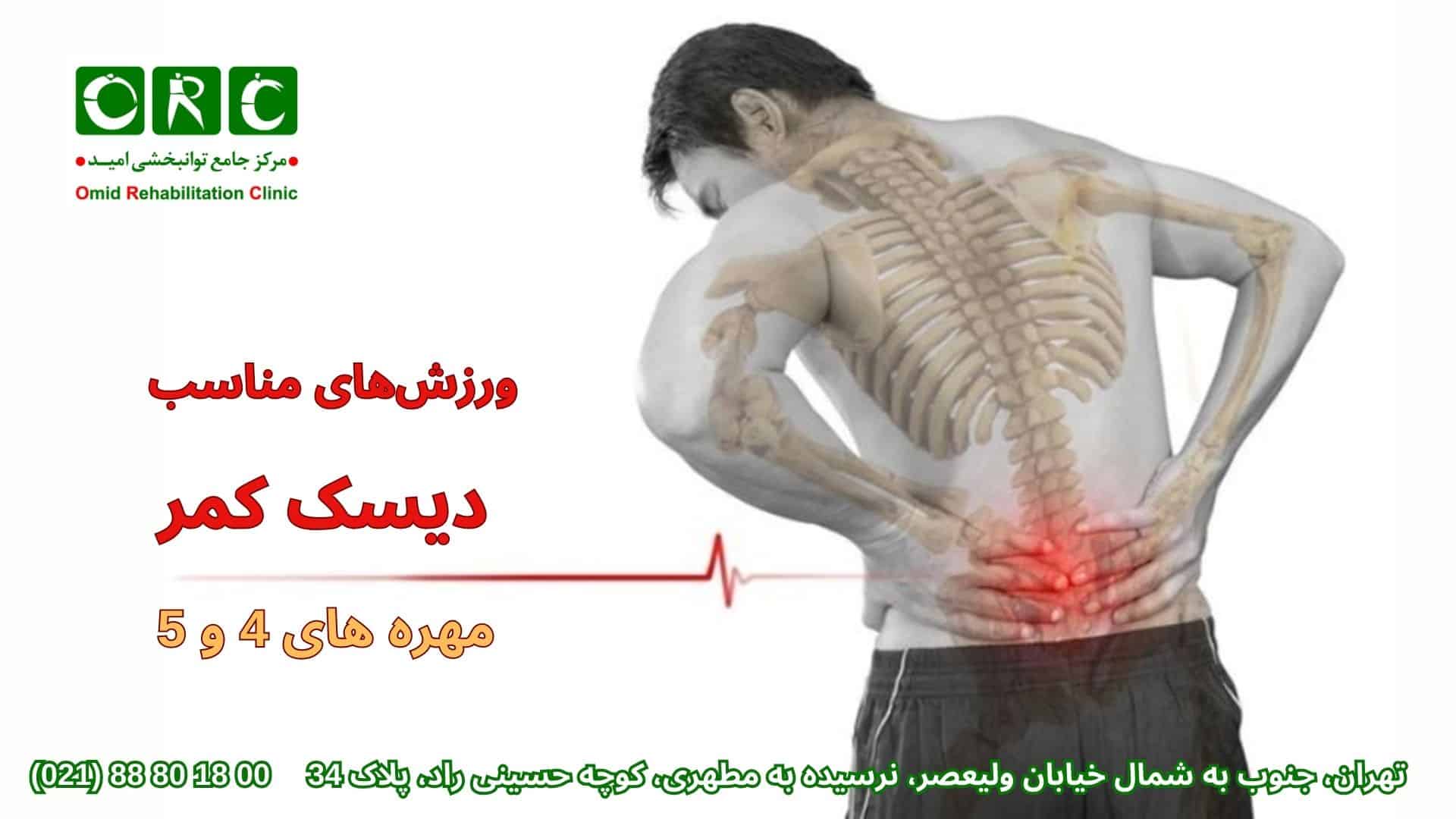 ورزش دیسک کمر مهره 4 و 5